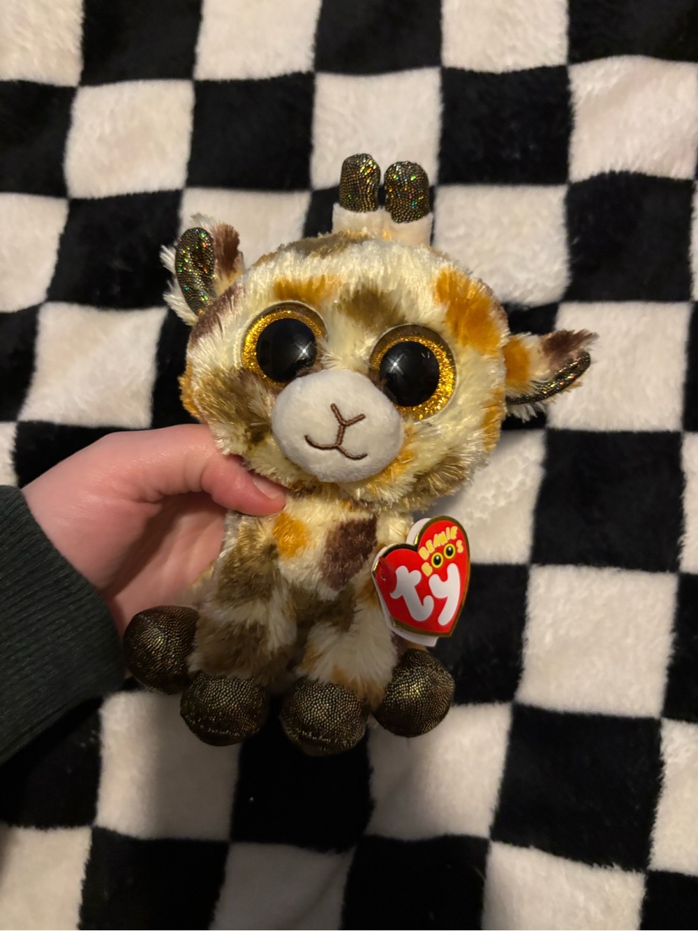 Ty Gold, Brown & White Giraffe Beanie Boo Plush